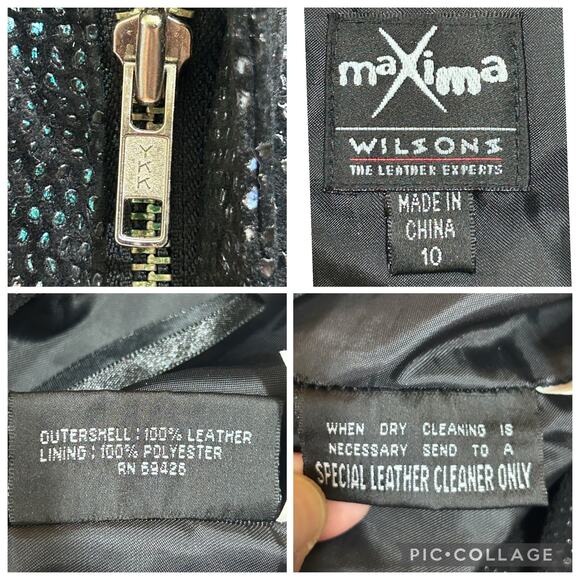 VTG Maxima Wilsons Leather Biker Pants 10 Black Textured Moto Grunge Whimsygoth - Picture 6 of 8